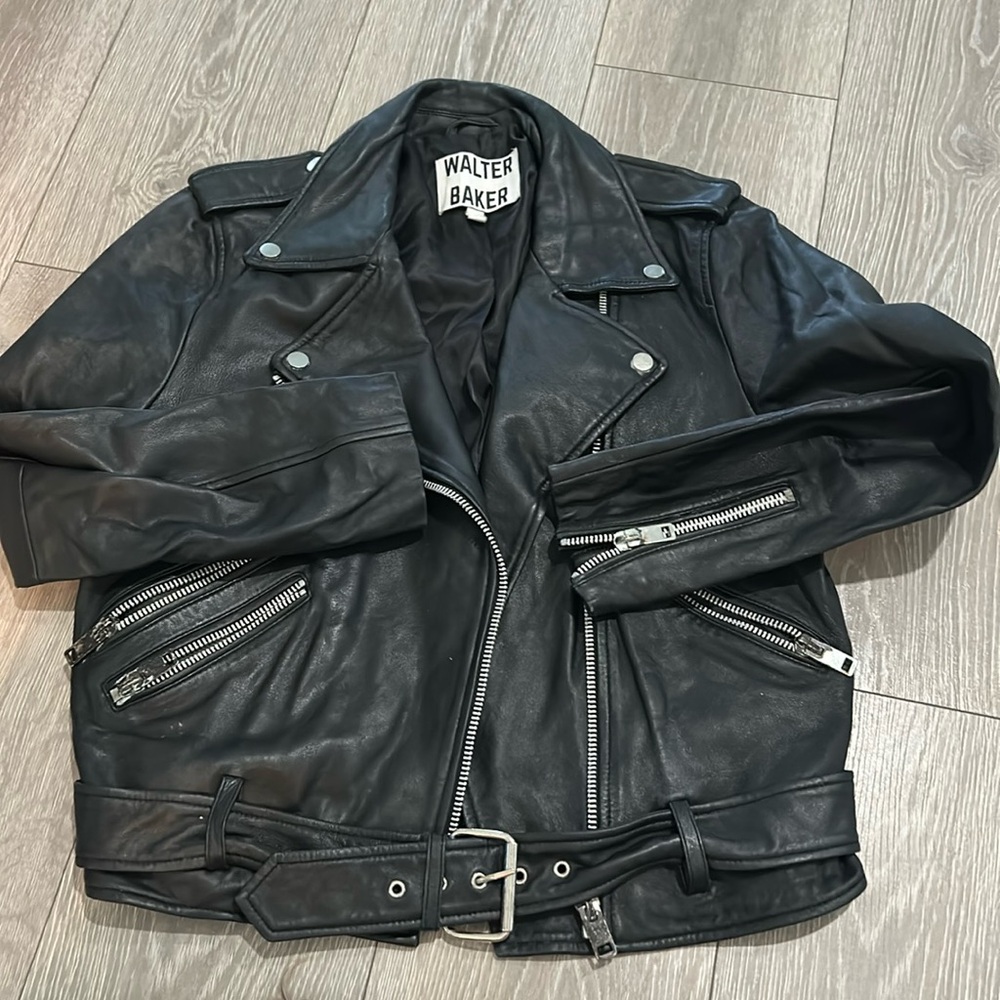 WALTER BAKER BLACK LEATHER RIDING JACKET